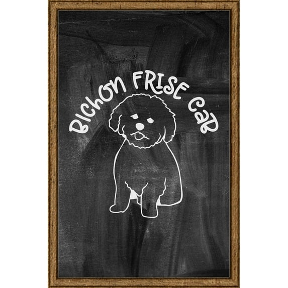 Bichon frise cab silhouette caps funny pet owner driving love Tin Sign Chalk Board Wall Art Decor Funny Gift 12 x 18 Inch
