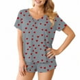 thumbnail image 3 of Women's Pajamas Sets Short Sleeve Lounge Sets Sleepwear Heart T-Shirts Shorts Casual Two Piece Pjs Set, XL, 3 of 7