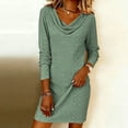 thumbnail image 2 of Maplenight Shirt Dresses for Women Cowl Neck Long Sleeve Hollow Out Holiday Mini Dresses, 2 of 6