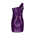thumbnail image 3 of IROINNID Clearance Cocktail Dress for Women Wedding Guest Slim Pleated Sleeveless Skew Color Color Sexy Dress Cocktail Dress,Purple, 3 of 5