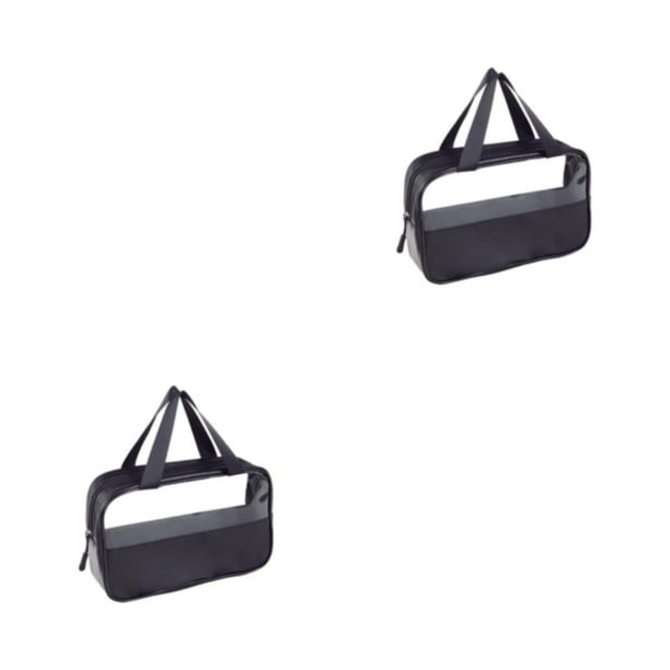 Organizador de artículos de tocador de viaje Vogacara PU impermeable color negro talla mediana 2Conjunto