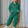 thumbnail image 4 of NIEWTR 6-7 Years Toddler Baby Kids Girls Clothes 2-Piece Outfit Set Fall Winter Round Neck Long Sleeve Casual Top and Joggers Pants Unisex Loungewear Set A136-Dark Green, 4 of 7