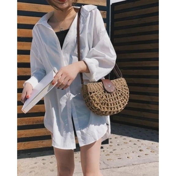 Half Moon Straw Summer Crossbody Bag