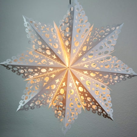 Quasimoon 24 White Winter Solstice Snowflake Paper Star Lantern