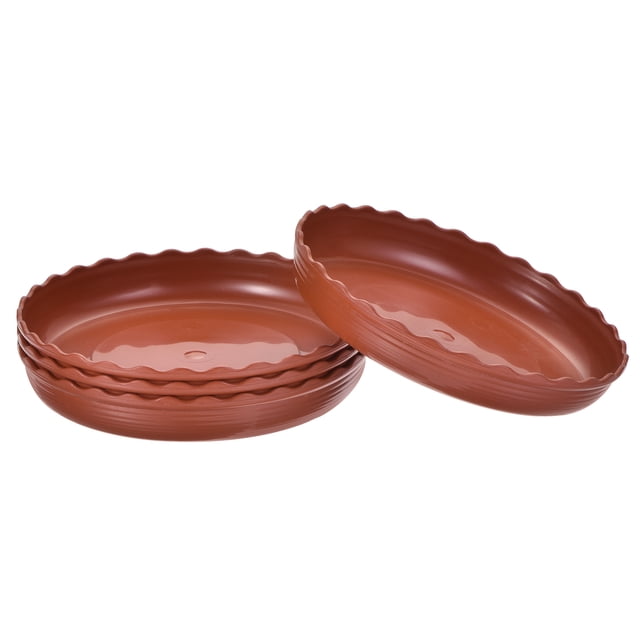Unique Bargains 5.3' Plastic Wave Round Plant Pot Saucer Flower Drip Tray, Red 4 Pack