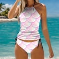 thumbnail image 2 of Womens 2 Piece Swimsuits Trendy Print Removable Padding Separate Adjustable Bikini Light Gray Womens Bathing Suits XL, 2 of 5