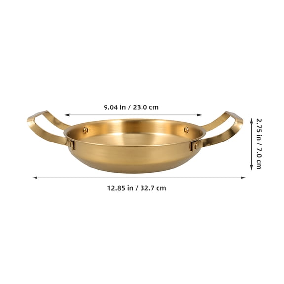 NIAIZEK Golden Stainless Steel Paella Pan with Dual Handles, Large Nonstick Skillet for Cooking and Serving