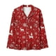 thumbnail image 4 of Puntoco Pijama de mujer con cuello en V y manga larga con estampado navideño para otoño e invierno, 4 of 5