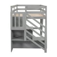 thumbnail image 5 of Twin Loft Bed, Solid Wood Loft Bed Frame with Storage Staircase and Window, Safety Guardrail for Teenagers and Adults, Space-Saving Loft Bed with Wooden Slats Support(Gray, Twin), 5 of 9