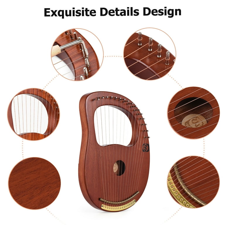Walter.t WH 16 16 String Wooden Lyre Harp Metal Strings Solid Wood
