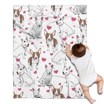Bull Terriers and Hearts Blanket,Comfortable Soft Flannel Throw Blanket,All Season,Warm Lightweight Blankets for Sofa Bed Couch Living Room Chair,30"x40"(80x100cm)