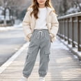 thumbnail image 4 of Guluxicc Kids Boys Girls Cargo Sweatpants Loose Drawstring Joggers Stretchy Running Sports Sweat Pants with Pockets 5-15 Years, 4 of 8
