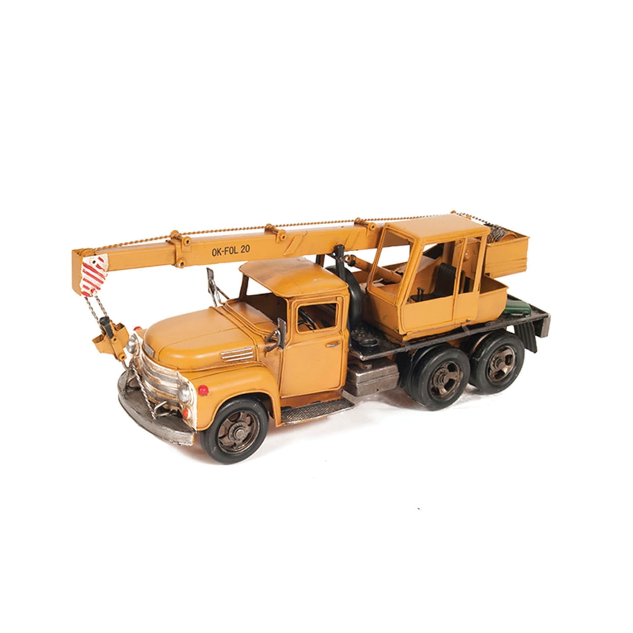 Old Modern Handicrafts Metal Handmade Tin Crane Truck Model