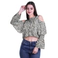 thumbnail image 2 of Moomaya Cold Shoulder Tops Shirts For Women Button Down Long Ruffle Sleeve Top, 2 of 4