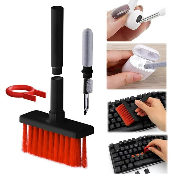 PEAKTREND 5 in 1 Keyboard Cleaning Brush Kit, Multifunctional Earbuds Cleaner with Keycap Puller,Cleaning Tools for Mechanical Keyboard,PC Laptop and Earphone (Red)