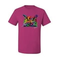 thumbnail image 2 of Wild Bobby, Colorful Neon Owl Animal Lover Men's Graphic T-Shirt, Fuschia, 3XL, 2 of 3