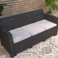 thumbnail image 6 of Merrick Lane Outdoor Furniture Resin Sofa Dark Gray Faux Rattan Wicker Pattern Patio 3-Seat Sofa With All-Weather Beige Cushions, 6 of 14