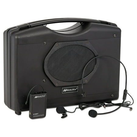 Amplivox Wireless Portable Buddy - AmpliVox Bluetooth Audio Portable Buddy with Wireless Handsfree Mic, 50W, Black