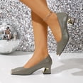 thumbnail image 4 of Byworldtasic Women's Block Heel Loafers Fashion Slip On Square Toe Non Slip Low Chunky Heel Dress Office Pumps, 4 of 9