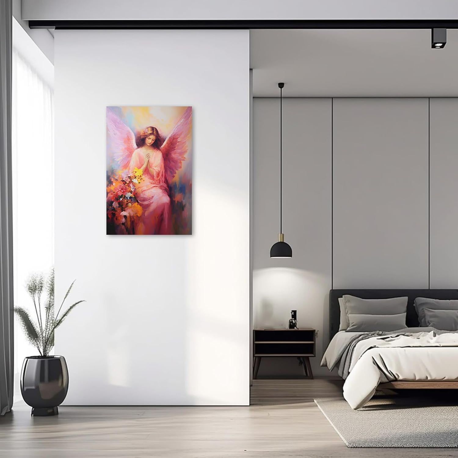 ZHONGYUTONG Angel Canvas Wall Art Angel Wing Painting Prints Elegant Girls Picture Abstract Vintage Artwork for Living Room Home Decor Framed (16.00" x 24.00")