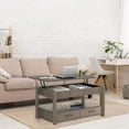 thumbnail image 3 of QRInnovations Table Basse à Plateau Relevable à 2 Tiroirs avec Compartiment Caché et Étagères de Rangement, Gris, 3 of 6