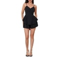 thumbnail image 2 of Women Jumpsuit, Sleeveless Jumpsuit V Neck Backless Tie-up Layered Solid Summer Bodysuit Clubwear, 2 of 9