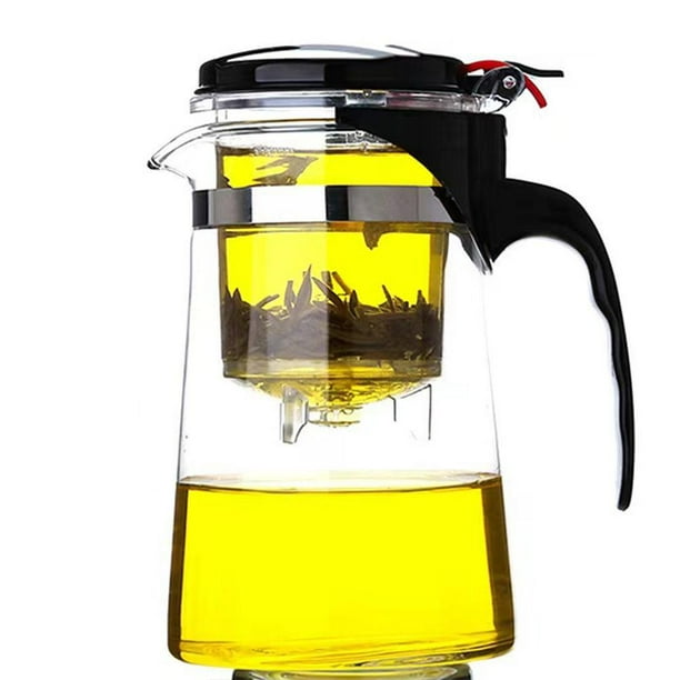 Wartleves Tetera de vidrio transparente Tetera de hojas de té Tetera de hierbas Jarra de vidrio transparente segura =