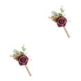 thumbnail image 4 of Sonducket Boutonniere de flores de boda artificiales fijas de forma estable para el novio Boutonniere ojal camafeo profundo Camafeo profundo 2piezas, 4 of 6