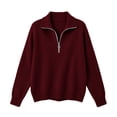 thumbnail image 5 of Edvintorg Womens Long Sleeve Quarter Zip Pullover Sweaters Casual Loose V Neck Sweater Collared Knit Tops Fall Clothes for Women, 5 of 5