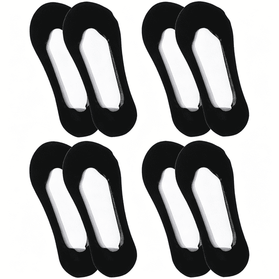 TELOLY 4 Pairs Invisible No Show Socks for Women,Non Slip Ultra Low Cut Footie Liner Socks,Invisible Sock for Women Boat Shoe,Size 9-11 (Black)