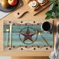 thumbnail image 2 of Texas Star Country Placemats Set of 6 Western Old Wooden Board Vintage Place Mats Indoor Wipeable Table Mats Washable Cloth Dining Table Placemats for Kitchen Holiday Party Home Decor 13x19 Inch, 2 of 9