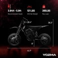 thumbnail image 5 of Yozma IN10 2600W Electric Dirt Bike, 40 MPH, 48V 23.4Ah, 53-Mile Range, Lock + Phone Holder + Fan Bundle, Black, 5 of 10