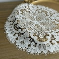 thumbnail image 3 of XUCP-2Pack Round Lace Placemats for Dining Table,11inch Diameter Delicate Floret Embroidered Lace Doilies vase mat for Christmas Daily Use, Washable (white), 3 of 4