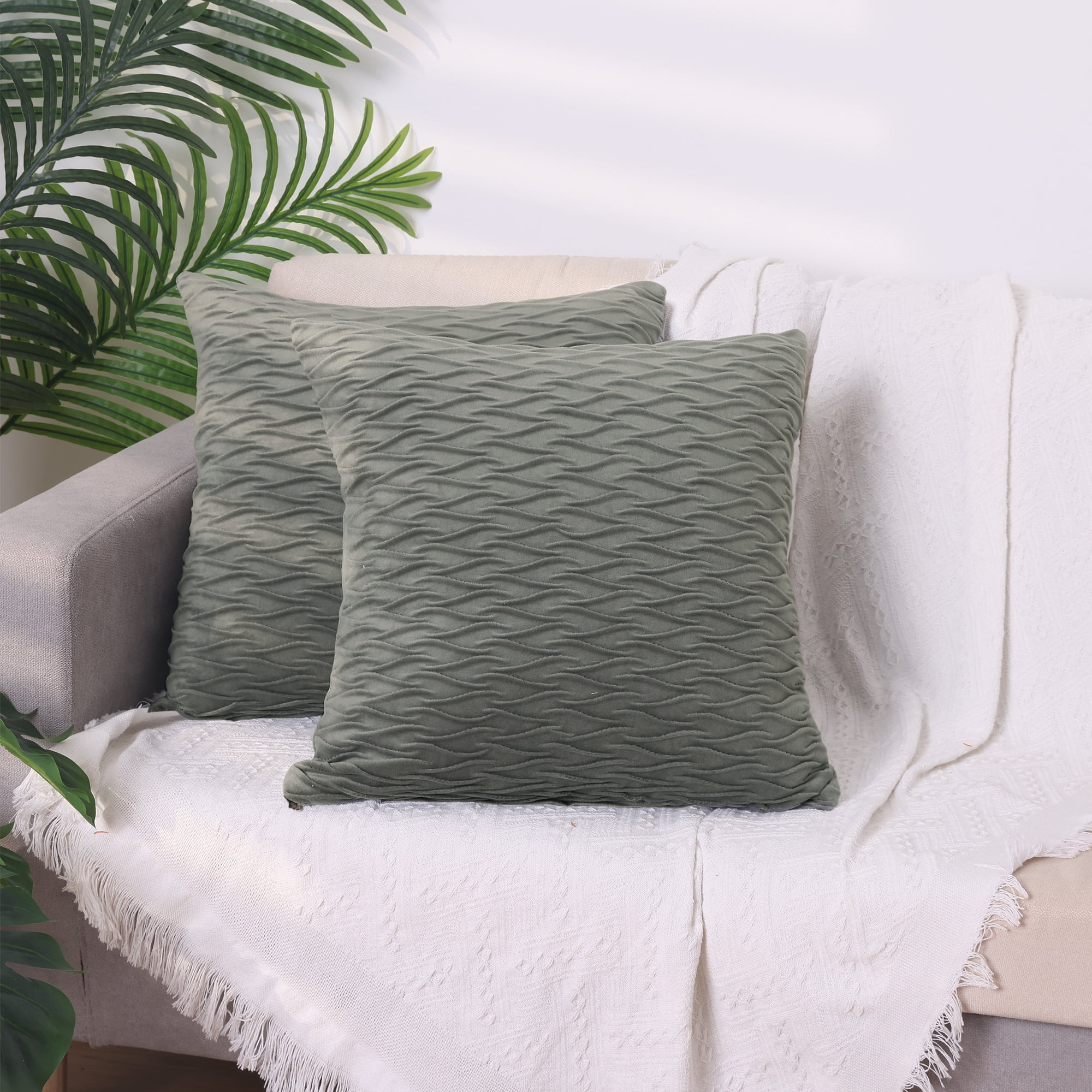 Unique Bargains 4 Solid Striped Square Decorative Throw Pillow Covers Textured Pillowcases Dark Gray 18" x 18"