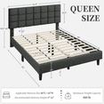thumbnail image 2 of Renwick Upholstered Platform Bed with Square Tufted Headboard, Queen, Dark Gray, 2 of 7