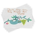 thumbnail image 1 of Ambesonne Sloth Place Mats Set of 4, Doodle New Year, Standard Size, Multicolor, 1 of 6