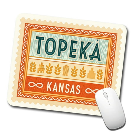 Topeka KS Kansas Travel Vacation Stamp Mouse Pad Low Profile Gaming Mat