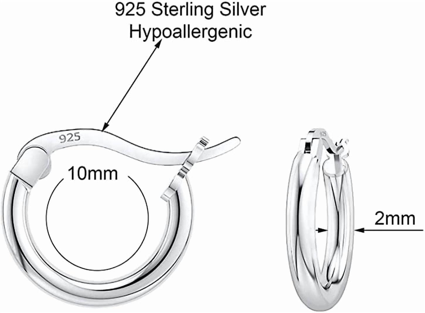 Savlano Women 925 Sterling silver Round Hoop Earrings, 10MM-25MM