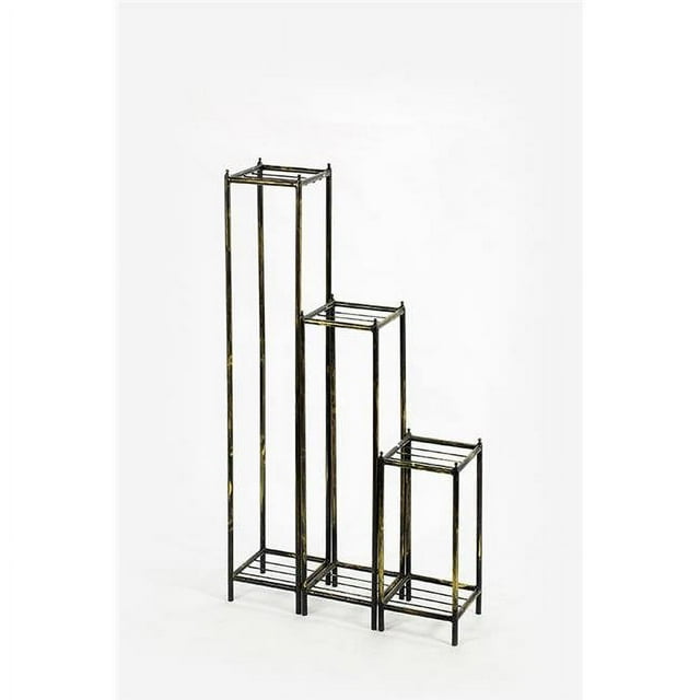 17",28.5",40" Gray Stone Slab Cast-Iron Plant Stands Set Of 3