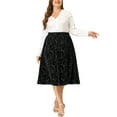 thumbnail image 2 of Agnes Orinda Women's Plus Size Knee Length Star Sequin Velet Skirt, 2 of 7