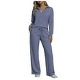 thumbnail image 3 of felwors Women's 2 Piece Lounge Sets Side Slit Outfits Wide Leg Tracksuit Comfy Loungewear Fashion Sweatsuit Purple, L, 3 of 8