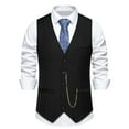thumbnail image 4 of ZCFZJW Men's Suit Vest Formal Wedding Slim Fit Single-Breasted Sleeveless V-Neck Have Pockets Solid Dress Wedding Waistcoat Prom Tuxedo #11-Black S, 4 of 9