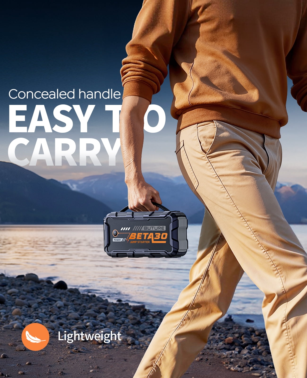 BUTURE 6000A Jump Starter, 26800mAh Portable Car Battery Booster for All Gas & 12L Diesel, 800LM LED Light, 18W Fast Charge Power Bank