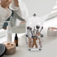 thumbnail image 2 of Porta brochas de maquillaje transparente con tapas antipolvo, organizador giratorio para guardar brochas de maquillaje y cosméticos, con tapa para tocador y baño., 2 of 7