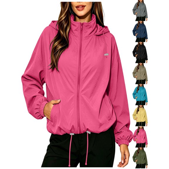 Waterproof Rain Jackets for Women Oversized Long Sleeve Outdoor Hiking Fall Winter Jacket