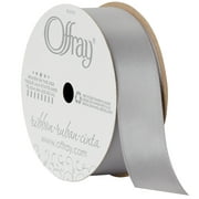Offray Ribbon, Opal Gray 7/8 inch Single Face Satin Polyester Ribbon, 18 feet