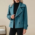 thumbnail image 2 of Enjoytime Jackets for Women Lapel Double Breasted Long Sleeve Cropped Coat Fashion Cozy Business Casual Fall Winter Outerwear, 2 of 6