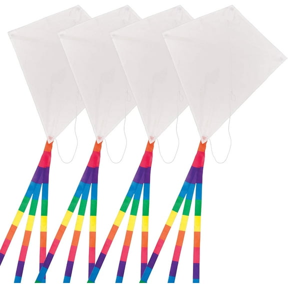 In the Breeze 3074-4 — Four-Pack Coloring 20", Group Pack (4PC), Diamond Kite — Fun, Easy-Flying Kite for All Ages — Great Craft and Outdoor Activity for Kids
