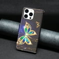 thumbnail image 2 of iPhone 14 Pro Max Case Cute Embossed Pattern Premium Leather Wallet Cover Flip Stand Credit Card Slots Pocket Holder Magnetic Closure Folio Case for iPhone 14 Pro Max, Big Butterfly, 2 of 8