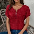 thumbnail image 5 of TAGOLD Summer Casual Tops,Plus Size T-shirt Blouse for Womens, Fashion Women's Summer V-Neck Short Sleeve Solid Casual T-shirt Blouse,Short Sleeve Round-Neck Blouses & Shirts, 5 of 5
